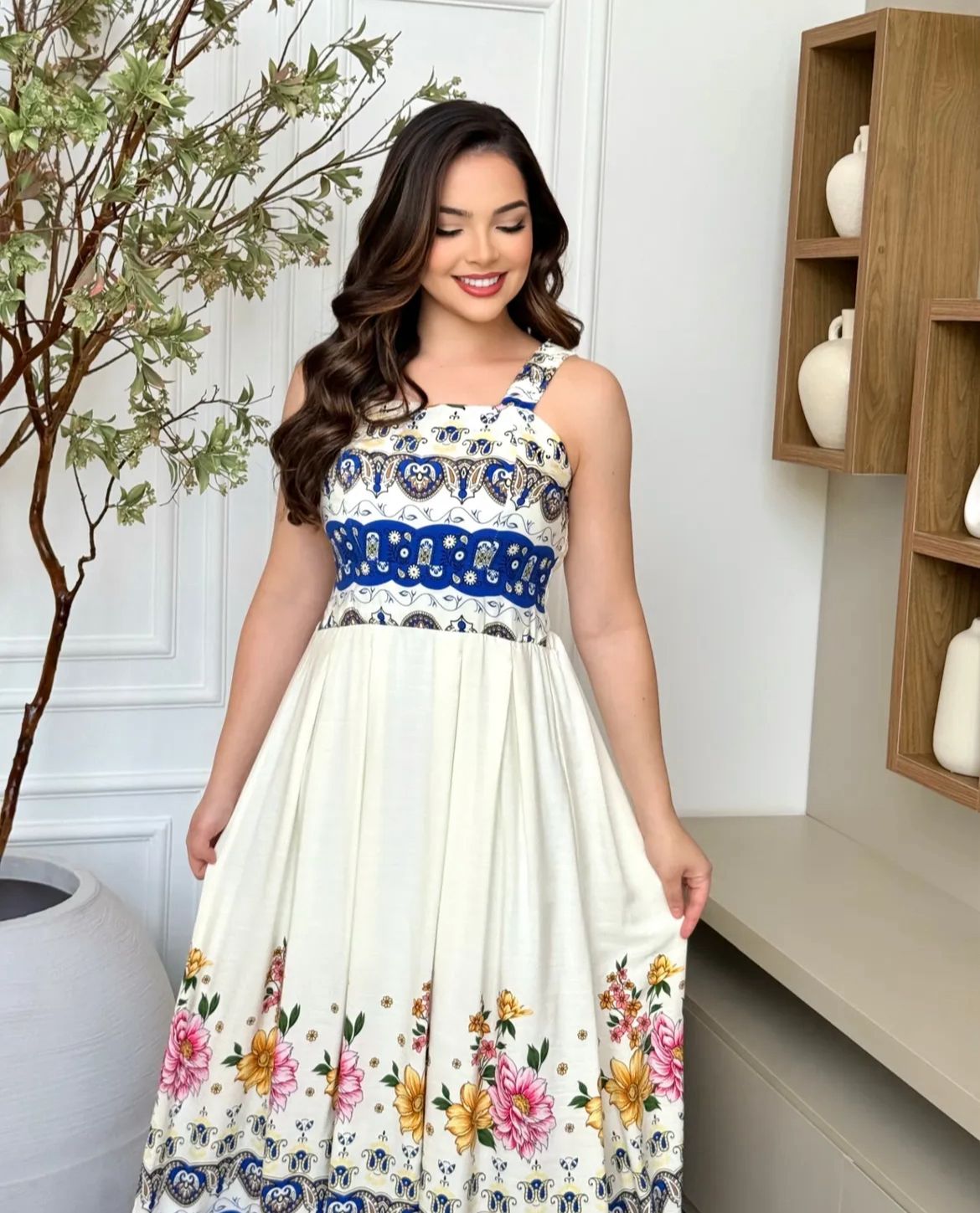 Vestido MIDI Algodão/Lesse Cores da Manhã