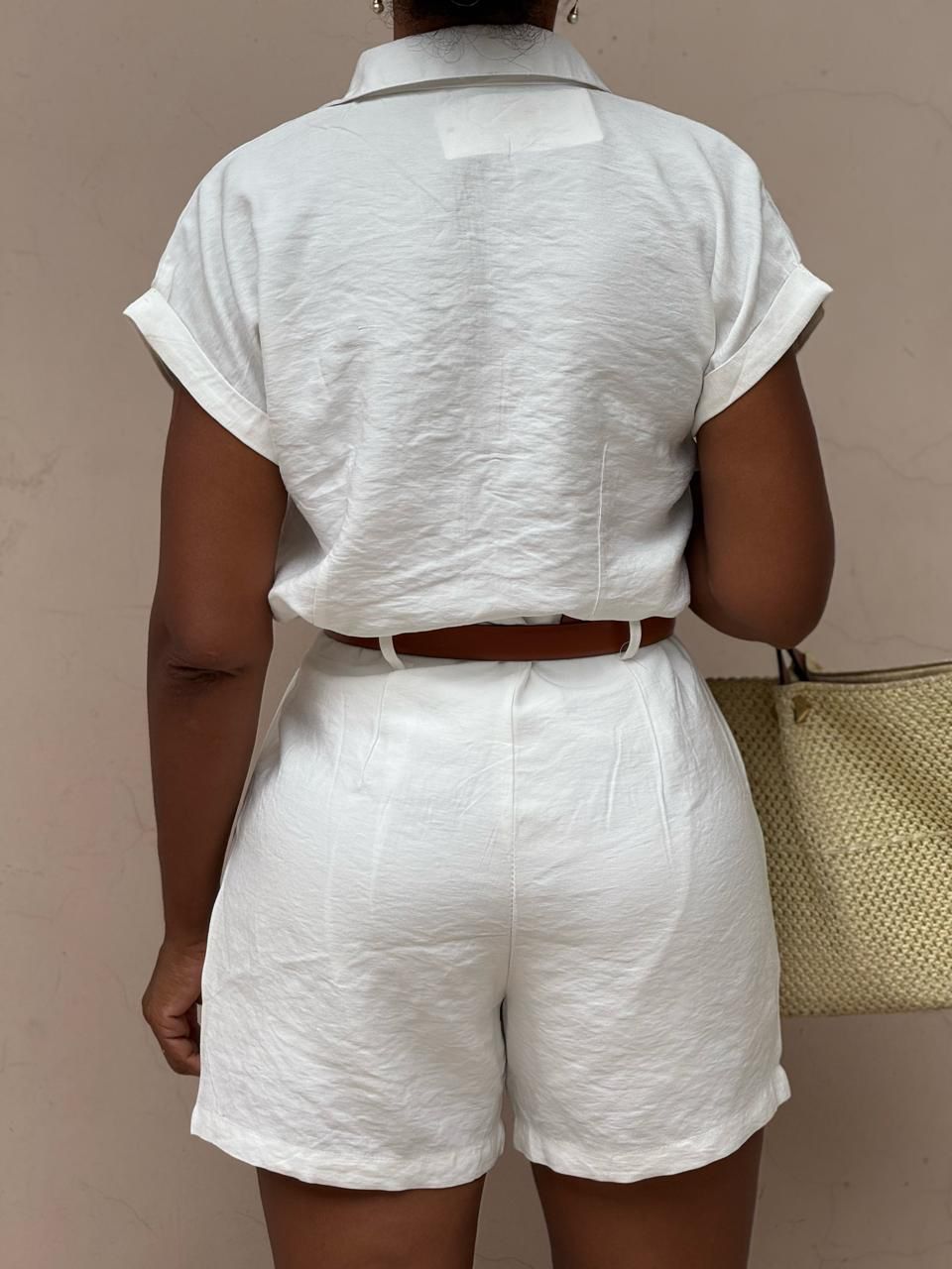 Conjunto Camisa Manga Curta e Shorts | 95% Linho 5% Elastano