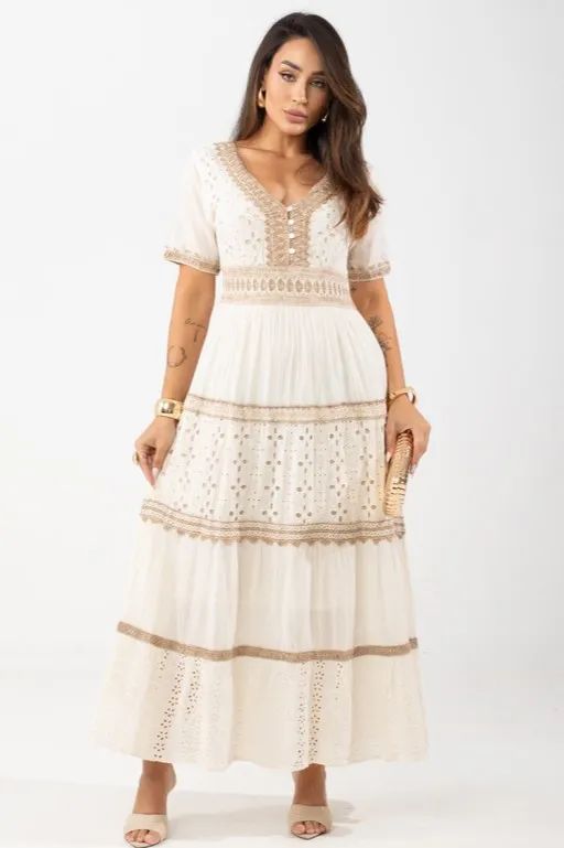 Vestido Boho Chic Longo De Manguinha