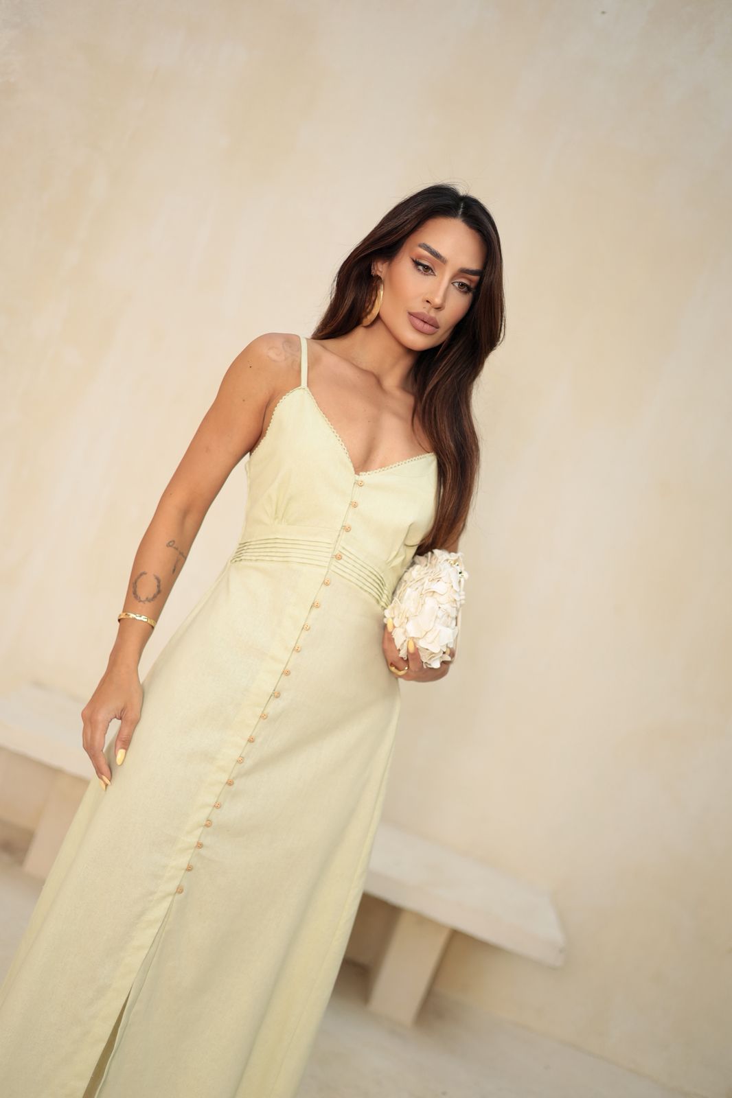 Vestido All-Over Abotoado
