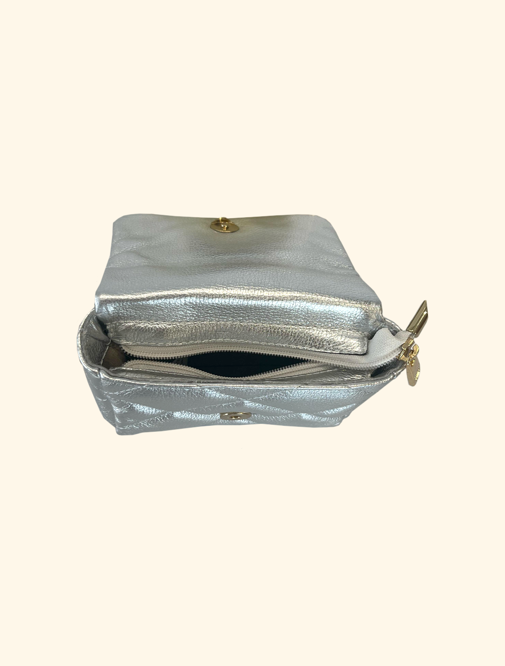 Mini Bolsa de Couro Sagga Matelassê Metalizado 546