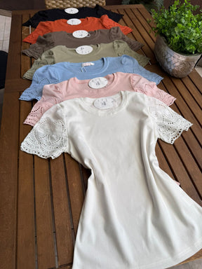 Blusa Algodão/Malha com Mangas em Laíse
