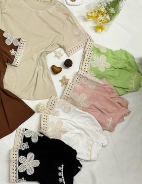 Blusa de Algodão e Crochê