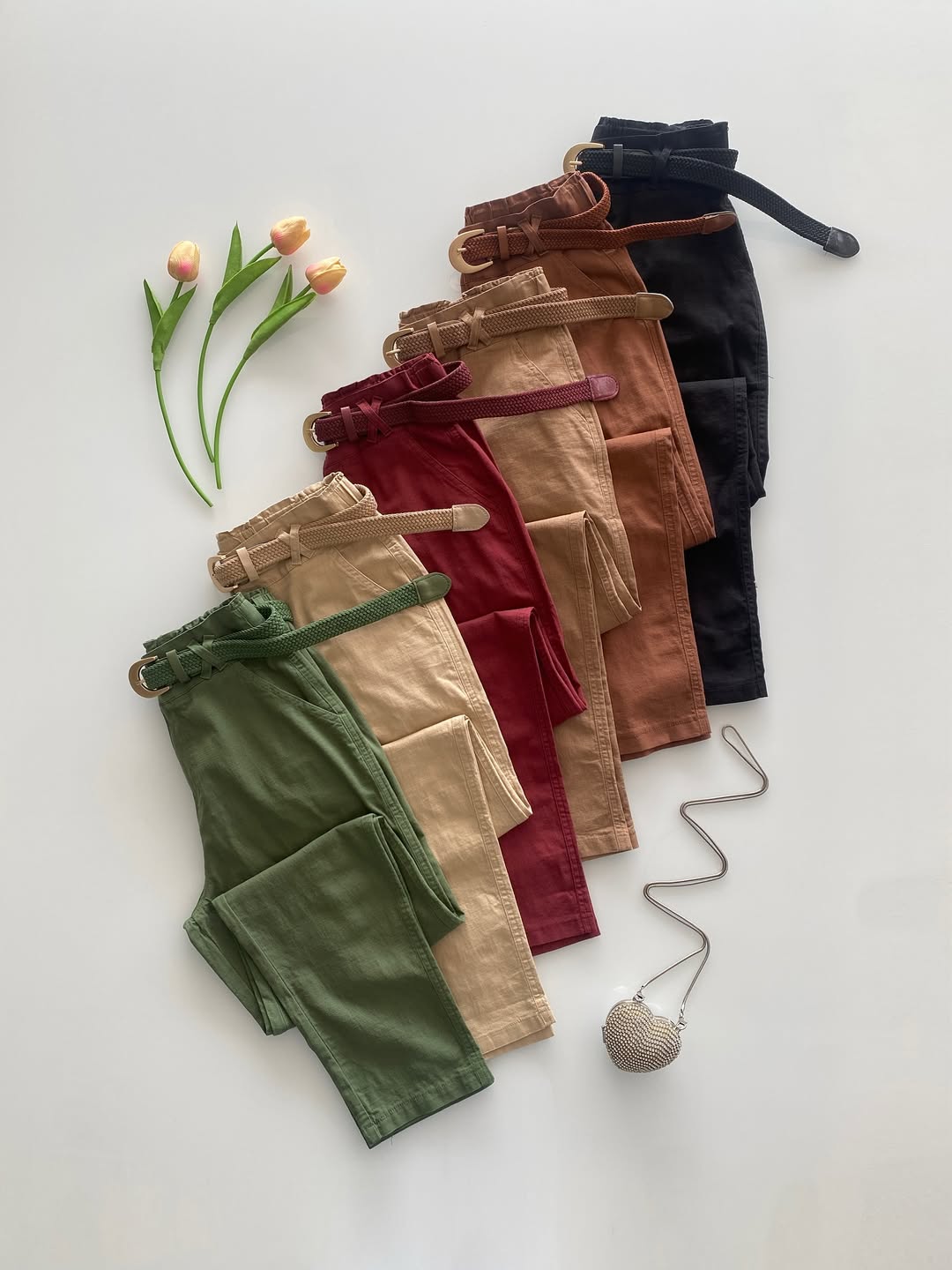 Calça Linho Com elastano com cinto importado